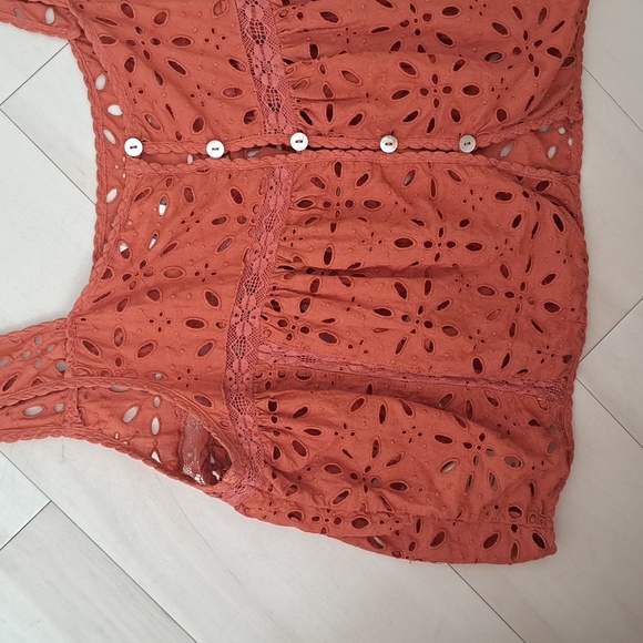 "La Boheme" by Wilfred, rusty orange eyelet tank, size small. - Picture 10 of 10